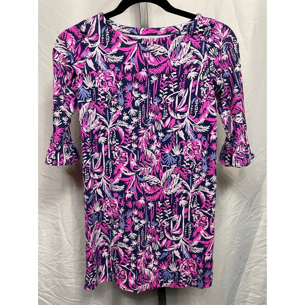 Lilly Pulitzer Purple Pink Magenta Pattern 3/4‎ length sleeve Girls Dress